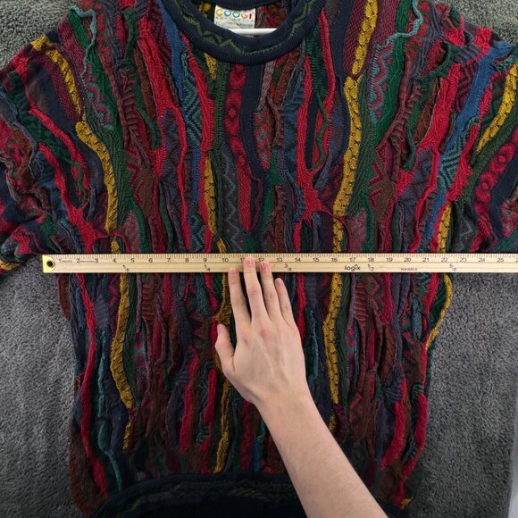 COOGI Australia Authentic Women XL Red Green 3D Knit Pullover Cotton Sweater - Picture 4 of 16